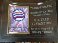 Patriot Award - Homefront America Proudly Salutes: Military Connection For their Support of Military Families