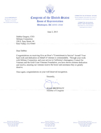 Letter from Congress Member, Julia Brownley